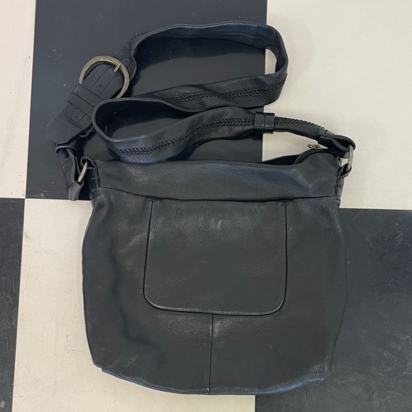 The Sak Handbags - The Sak Black Leather Crossbody Bag Minimalist Classic Buckle Soft